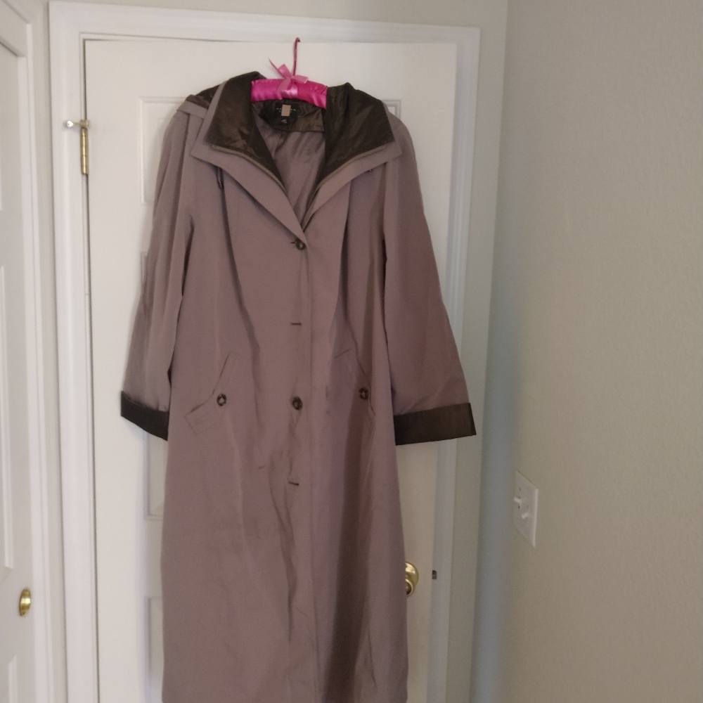Long removable , hooded raincoat